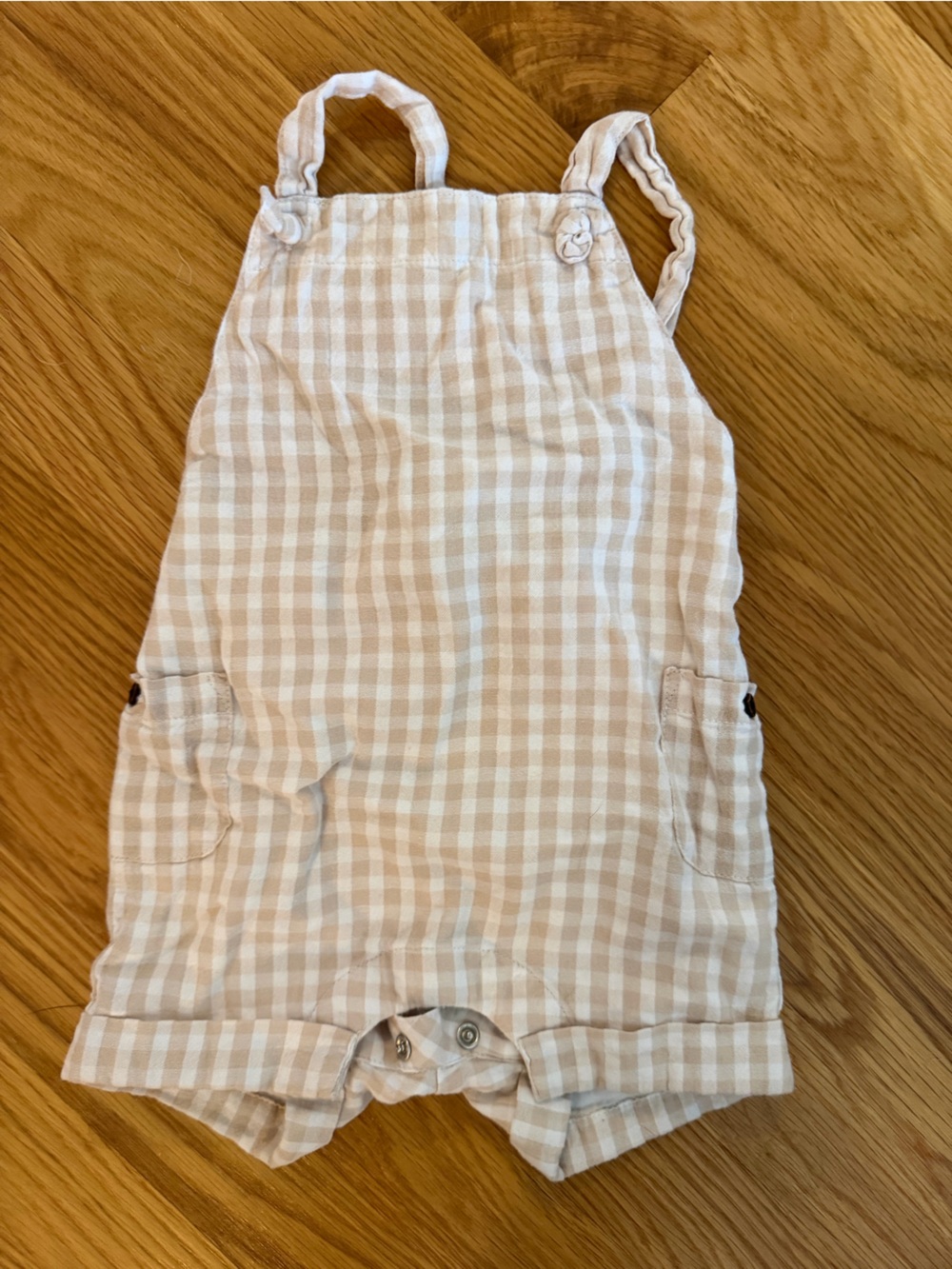 Janie and Jack baby Beige Gingham Romper Top